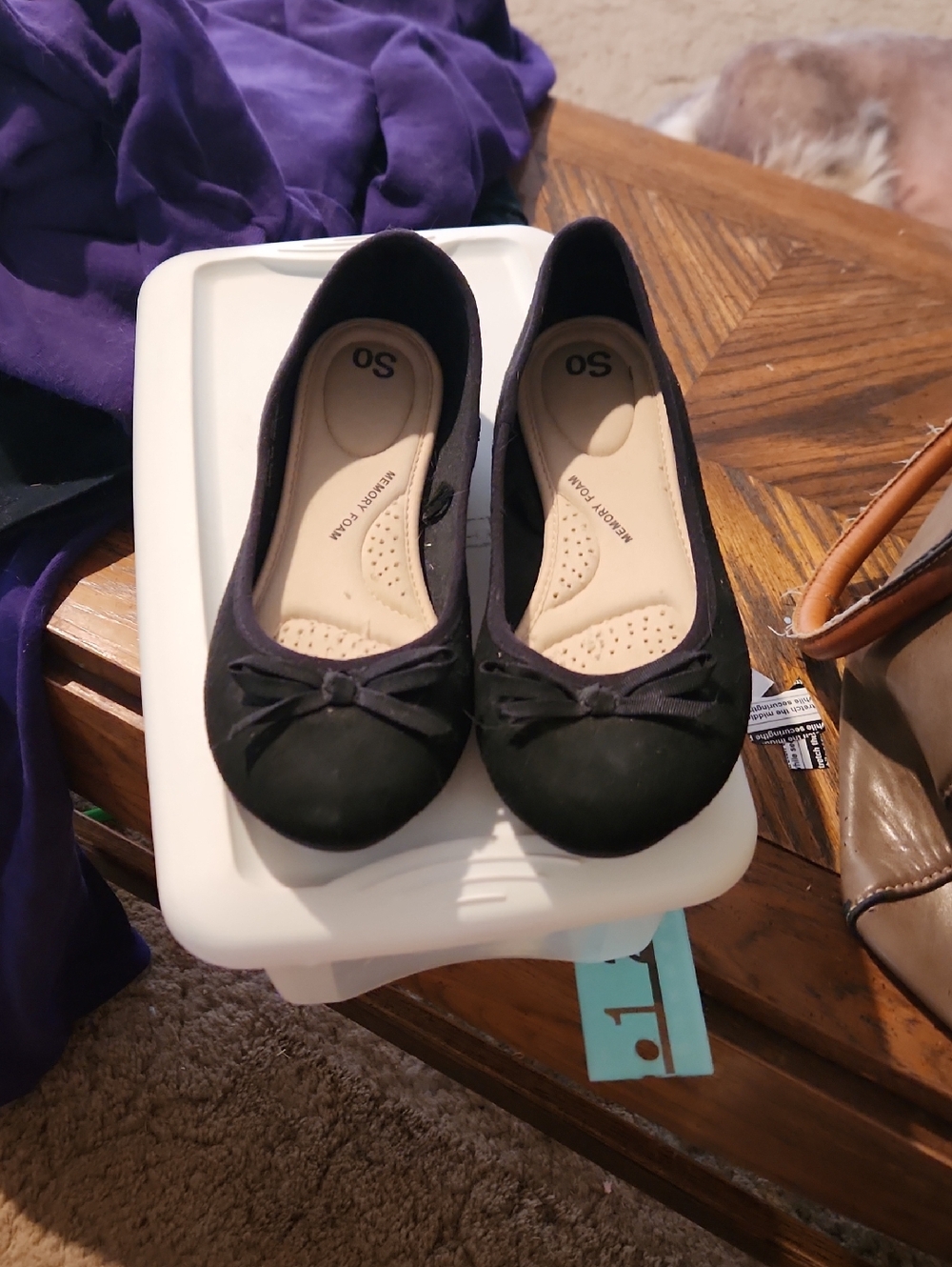 Women's Black Ballet Flats with Bow